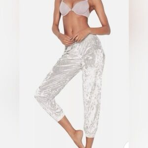 Victorias Secret Pants Womens XS Crushed Velvet Joggers Pull On Drawstring Gray